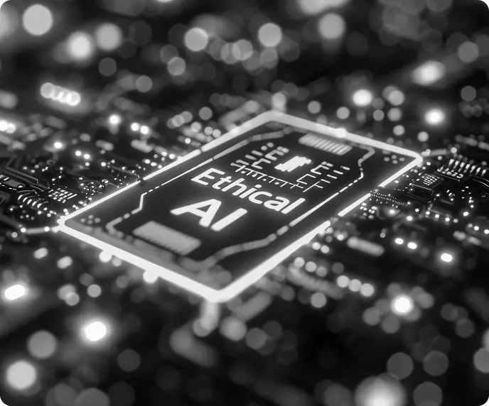 Puce informatique avec inscription : Ethical AI
